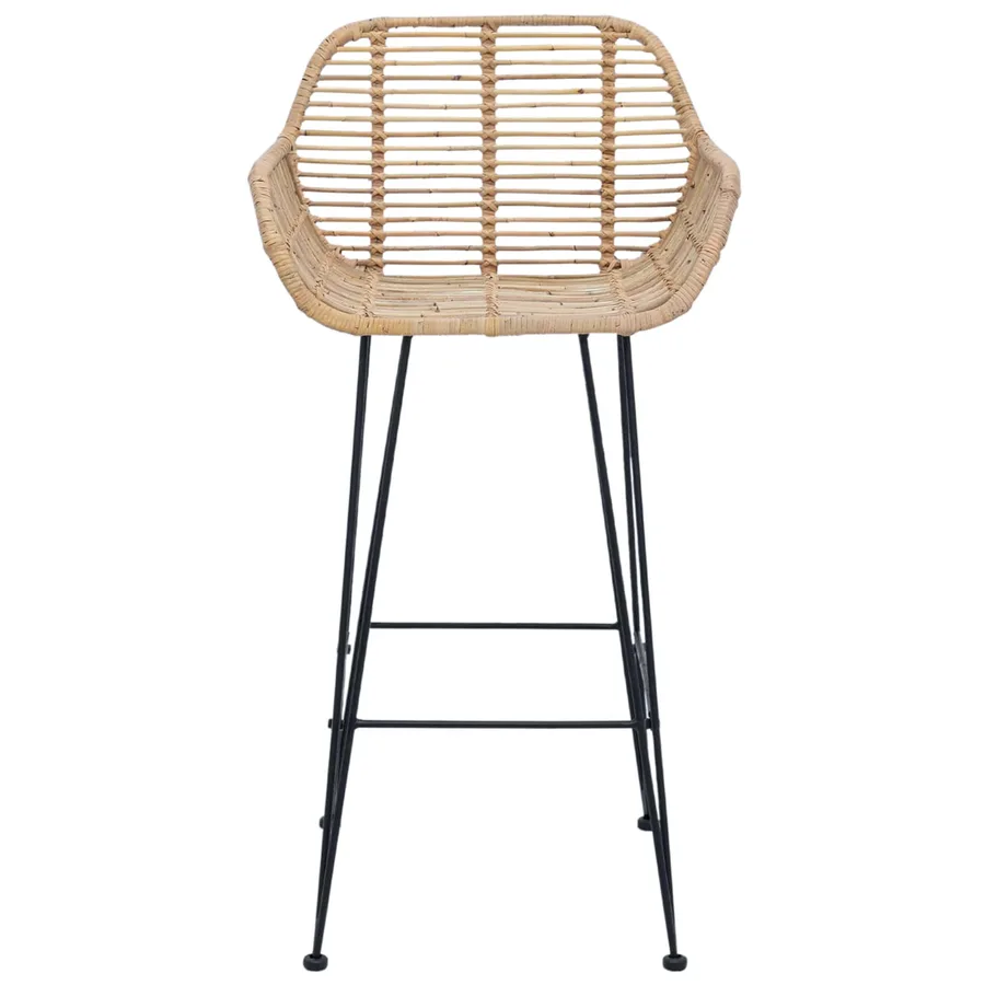 Chaise de bar 2 pcs 55 x 52 x 92 cm Rotin et métal - 5