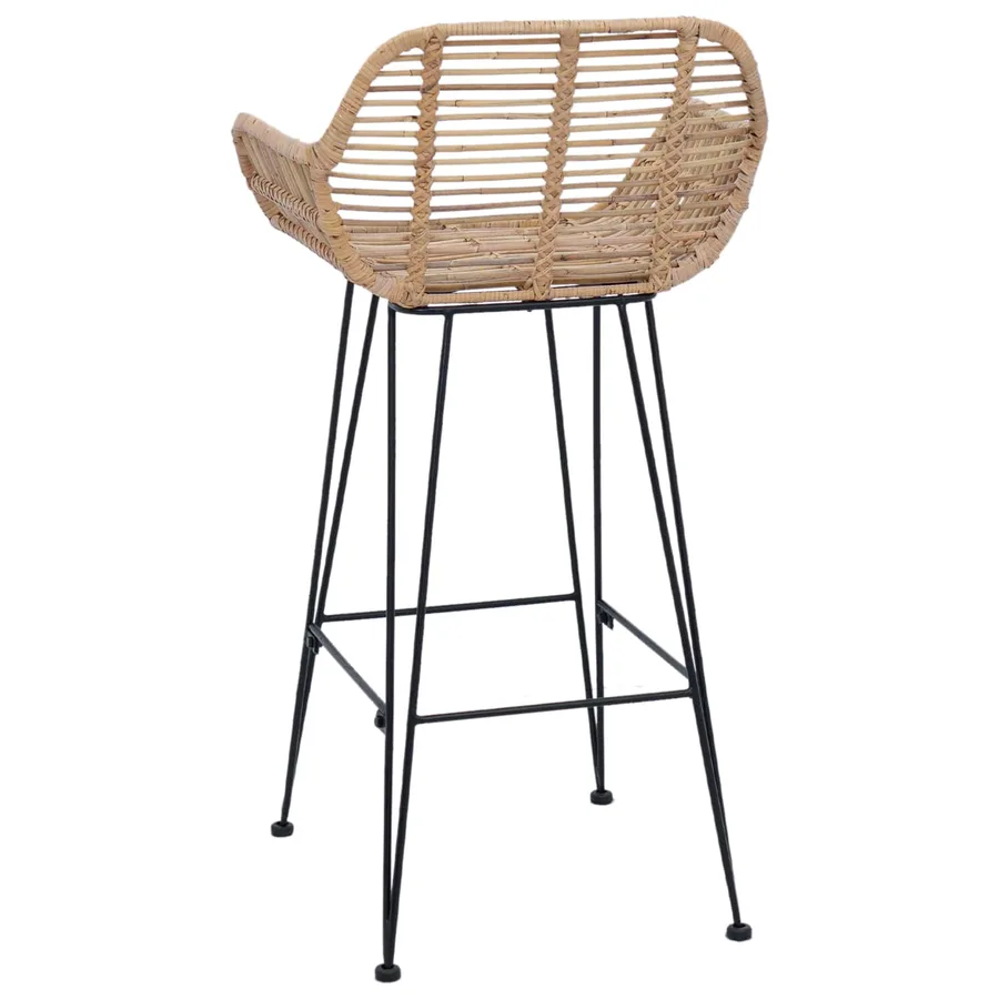 Chaise de bar 2 pcs 55 x 52 x 92 cm Rotin et métal - 7