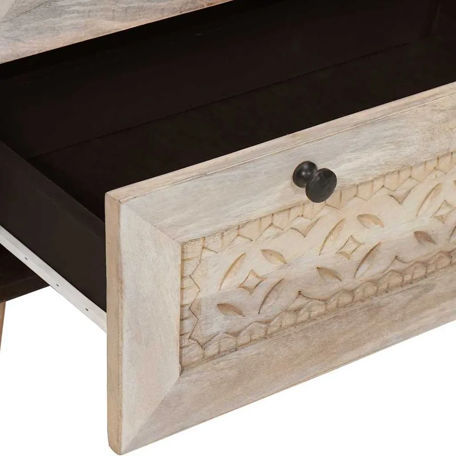 Buffet 3 pcs Blanc 180 x 33,5 x 75 cm bois de manguier massif - 11