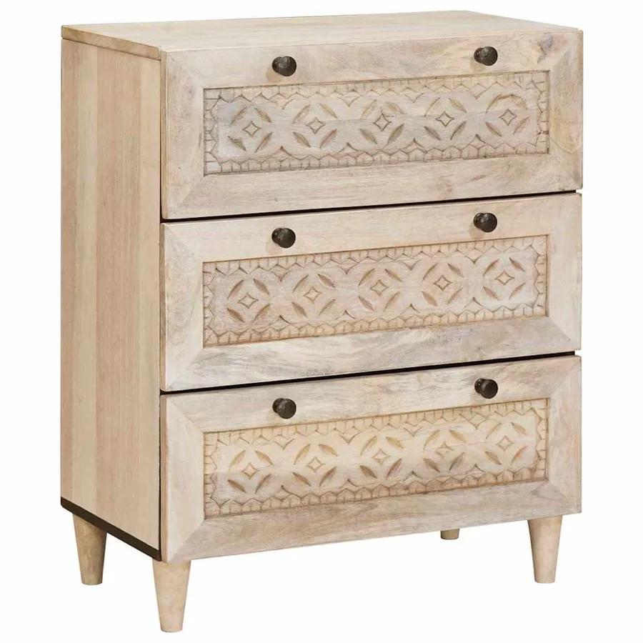 Buffet 3 pcs Blanc 180 x 33,5 x 75 cm bois de manguier massif - 4