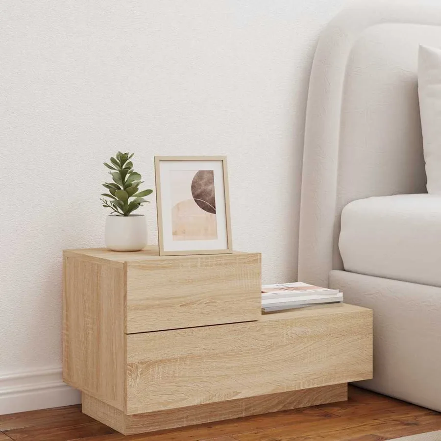 Table de chevet avec lumières LED chêne sonoma 70x36x40,5 cm - 3