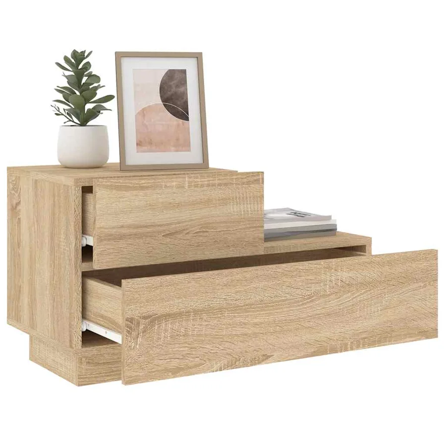 Table de chevet avec lumières LED chêne sonoma 70x36x40,5 cm - 4