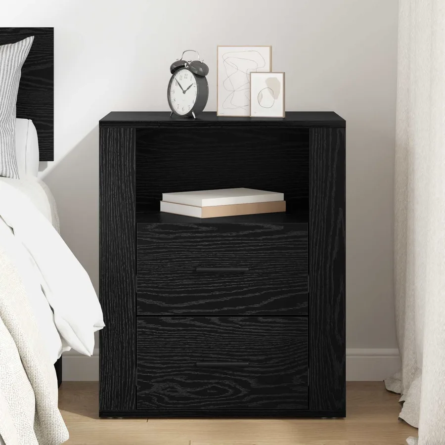 Cabinet de chevet Chêne noir 35 x 50 x 60 cm Bois d'ingénierie - 4