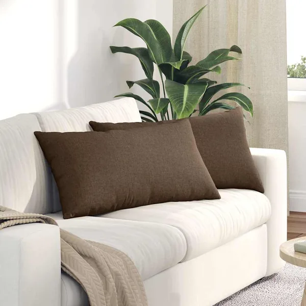 Coussins de canapé 2 pcs Marron 80 x 40 cm tissu