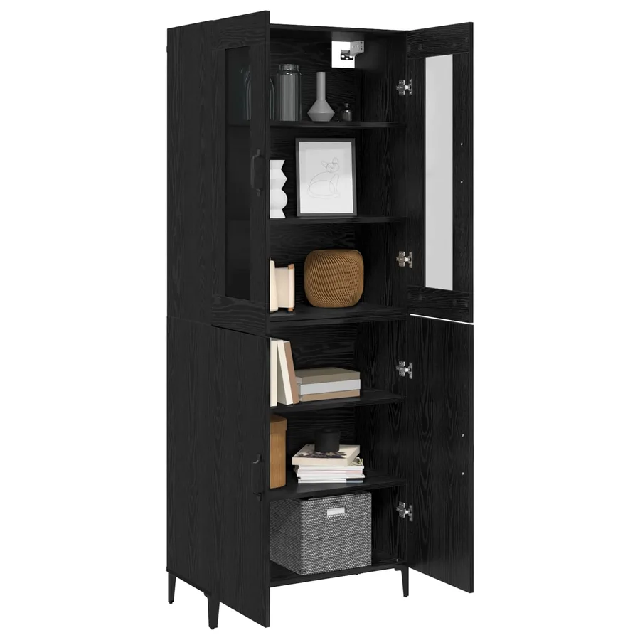 Haut Armoire 2 pcs Chêne noir Bois d'ingénierie - 3