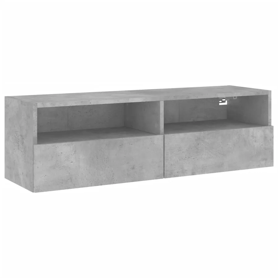 Meuble TV mural gris béton 100x30x30 cm bois d'ingénierie - 2