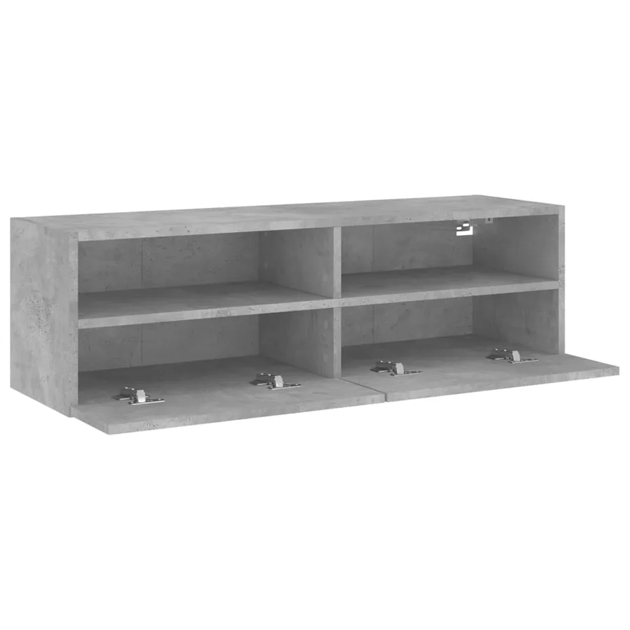 Meuble TV mural gris béton 100x30x30 cm bois d'ingénierie - 6