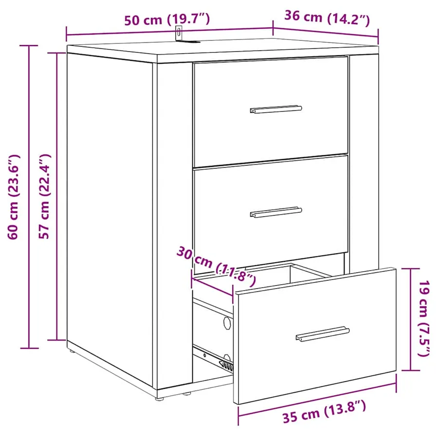 Cabinet de chevet Chêne artisanal 35 x 50 x 60 cm - 16