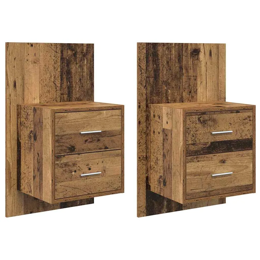 Cabinet de chevet mural 2 pcs Bois Ancien 48,5 x 32,5 x 80 cm - 2