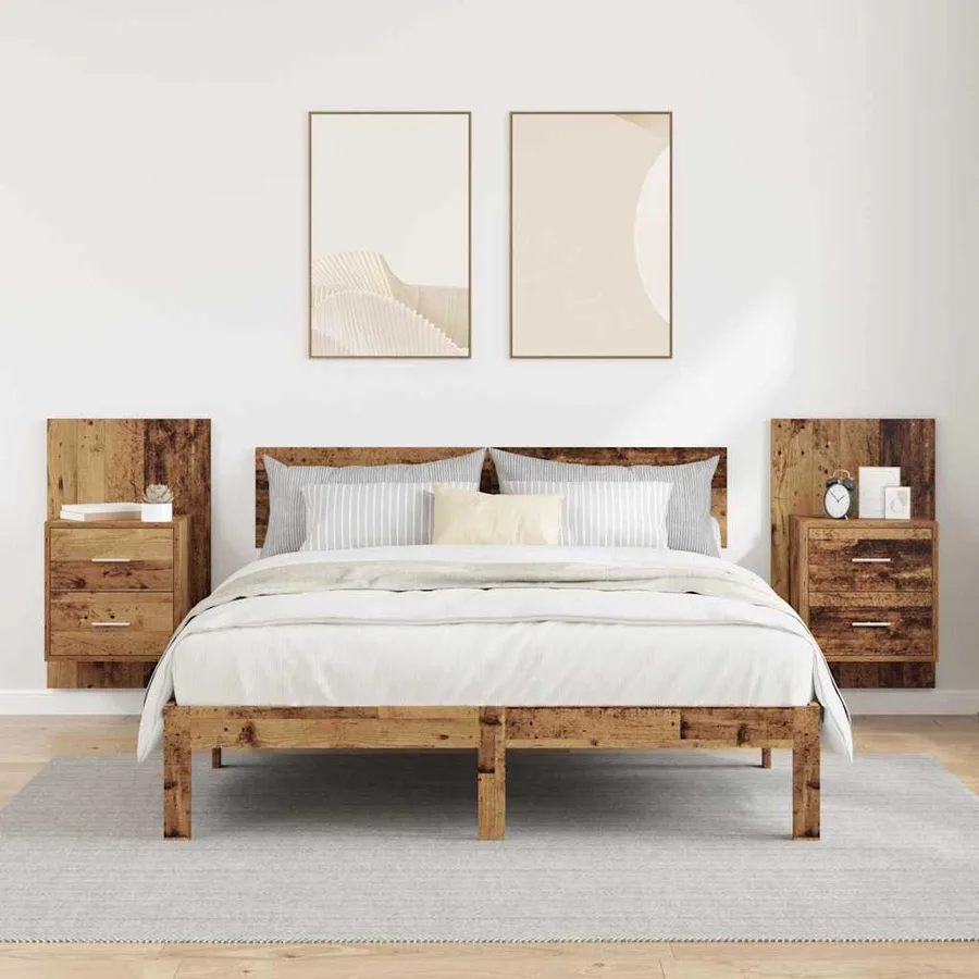 Cabinet de chevet mural 2 pcs Bois Ancien 48,5 x 32,5 x 80 cm - 4