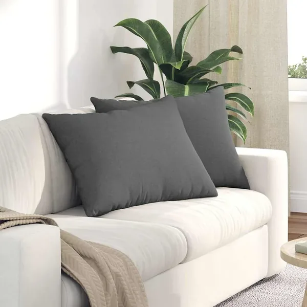 Coussins de canapé 2 pcs Gris foncé 70 x 50 cm tissu