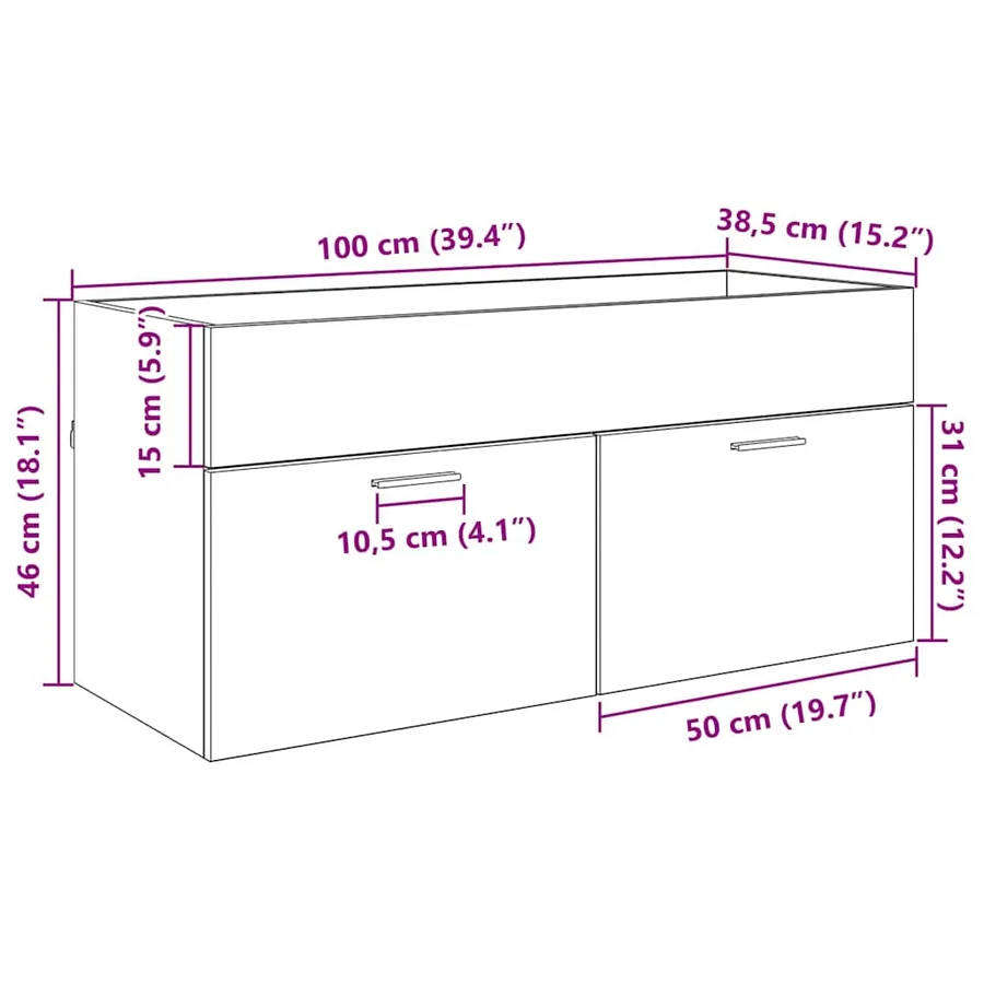 Armoire d'évier avec stockage Gris béton Bois d'ingénierie - 13