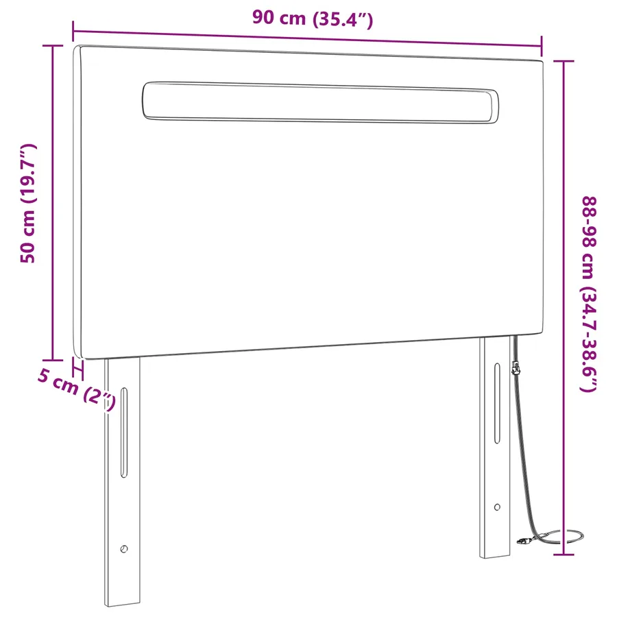 Tête de lit LED Cappuccino 90 cm Cuir synthétique - 8