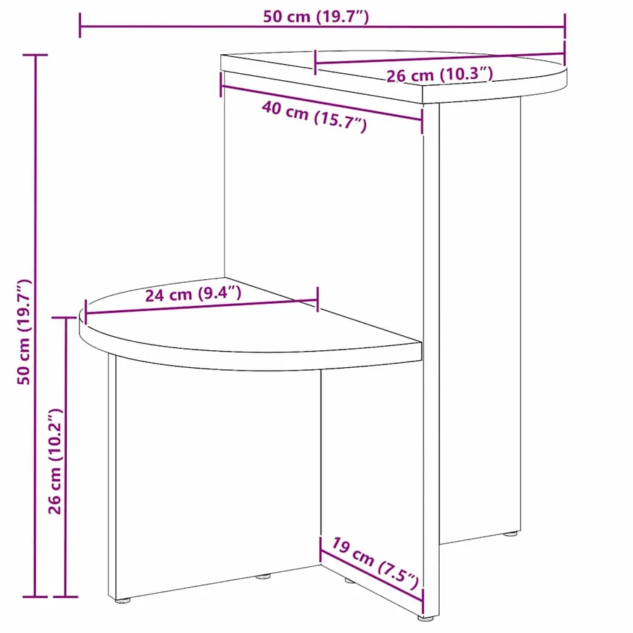Table basse Blanc 50 x 40 x 50 cm Bois massif en pin - 11