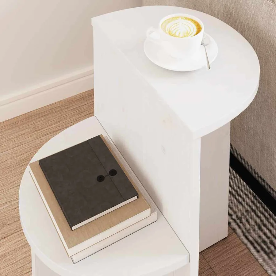 Table basse Blanc 50 x 40 x 50 cm Bois massif en pin - 4