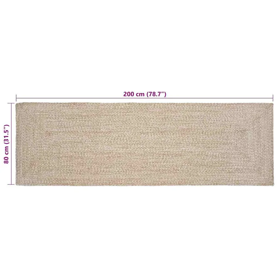 Tapis de surface Naturel et Blanc 80 x 200 cm Jute - 8