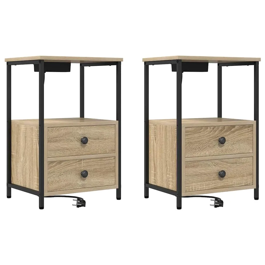 Cabinet de chevet 2 pcs Chêne Sonoma 40 x 31 x 60 cm - 2