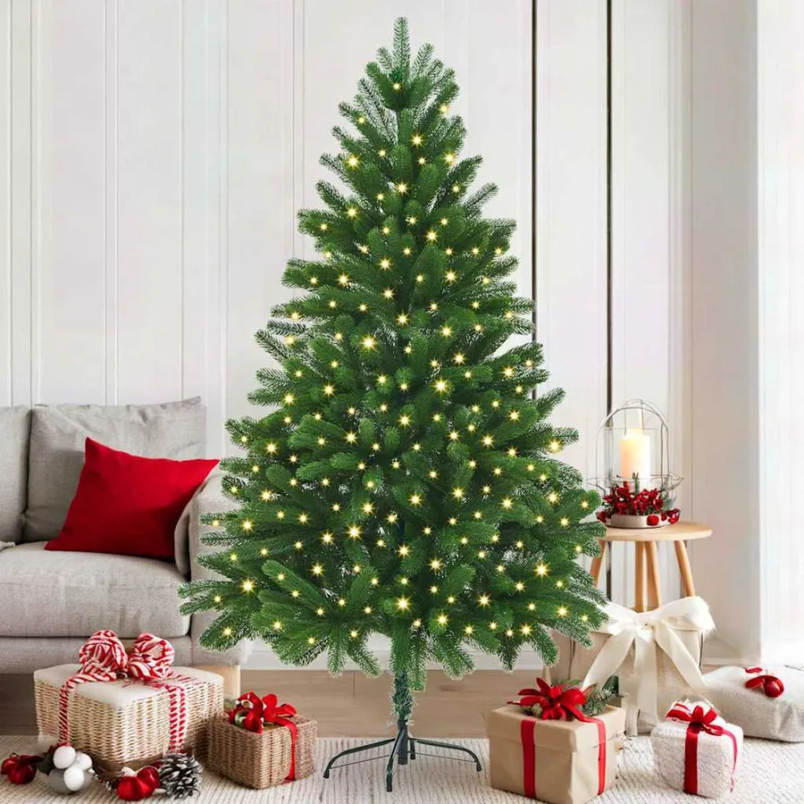 Sapin de Noël avec 300 LED avec support Vert 180 cm PE