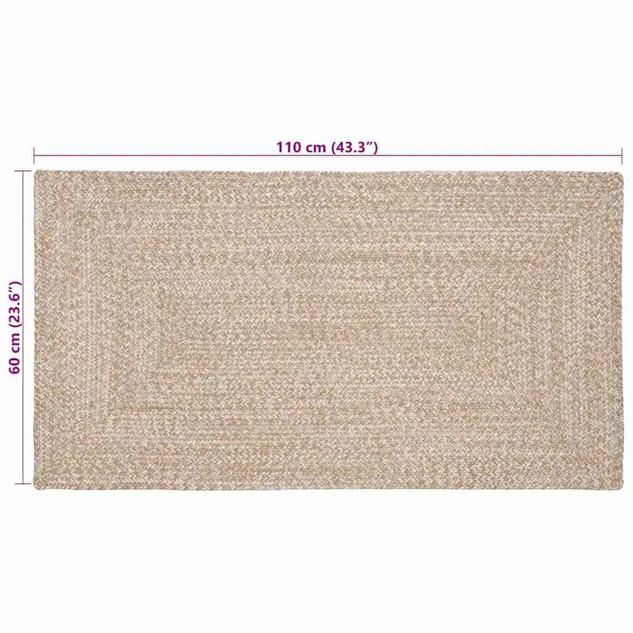 Tapis de surface Naturel et Blanc 60 x 110 cm Jute - 8