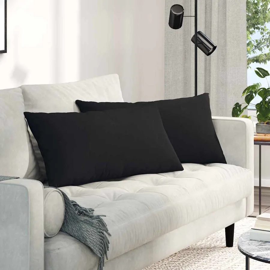 Coussins de canapé 2 pcs Noir 80 x 40 cm tissu