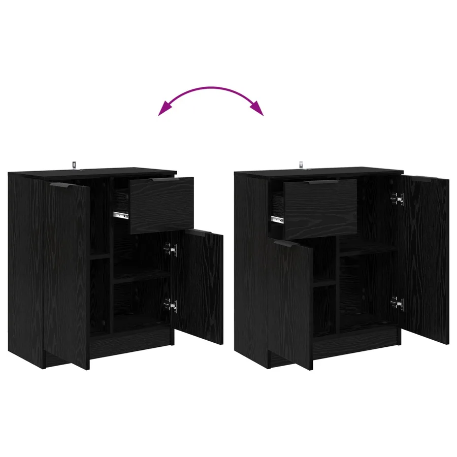 Buffet avec tiroir Chêne noir 60 x 30 x 70 cm Bois d'ingénierie - 12