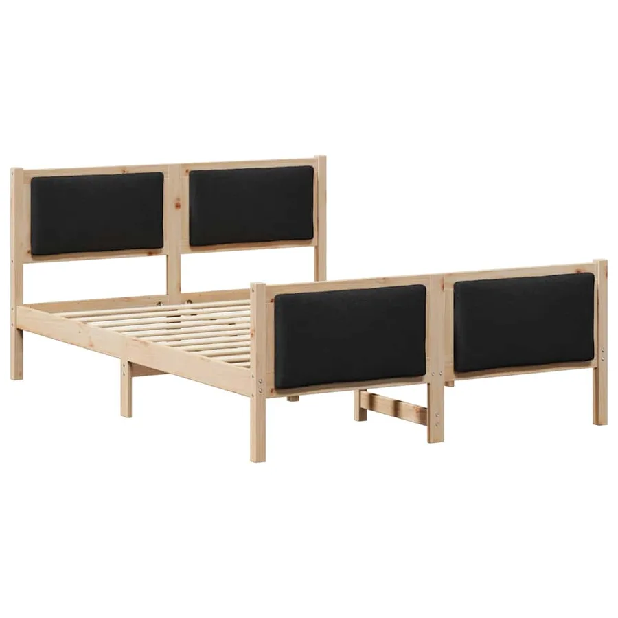 Cadre de lit avec tête de lit Noir 135 x 190 cm tissu - 2