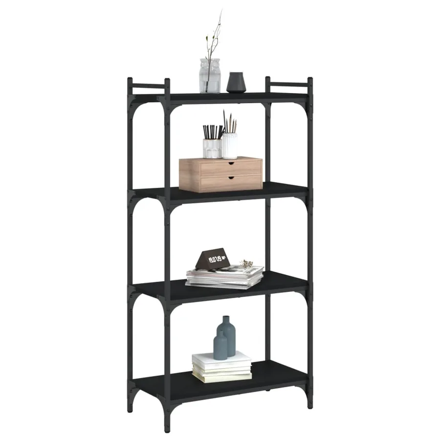Bibliothèque à 4 niveaux noir 60x30x120 cm bois d'ingénierie - 3