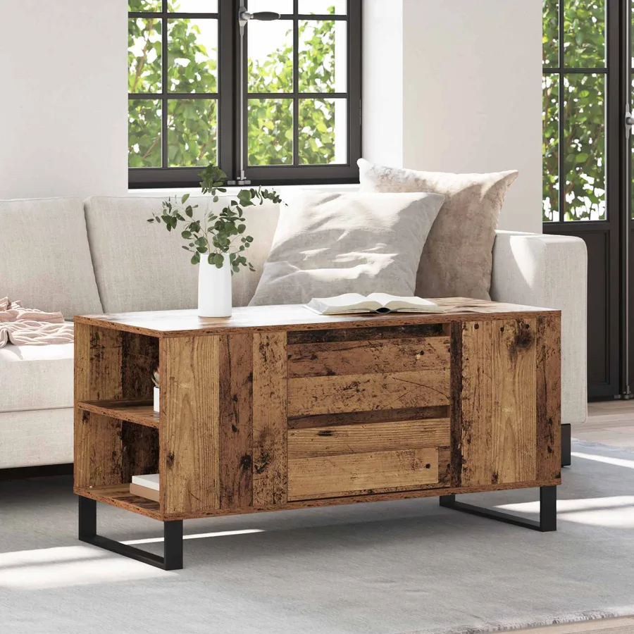 Table basse Bois Ancien 102 x 44,5 x 50 cm Bois d'ingénierie
