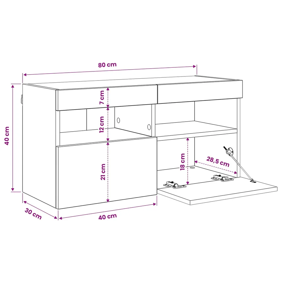 Meubles TV muraux avec LED 2 pcs Bois Ancien 80 x 30 x 40 cm - 15