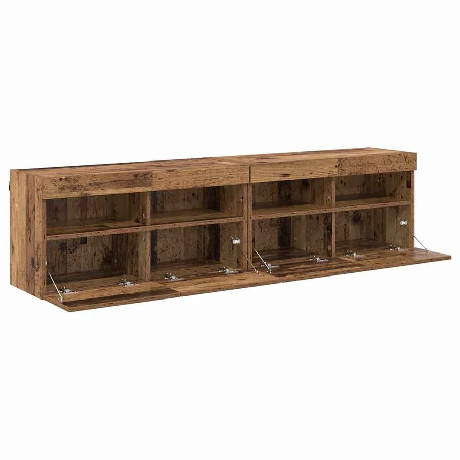 Meubles TV muraux avec LED 2 pcs Bois Ancien 80 x 30 x 40 cm - 7