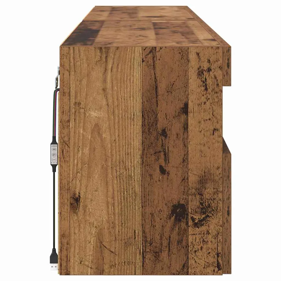 Meubles TV muraux avec LED 2 pcs Bois Ancien 80 x 30 x 40 cm - 9