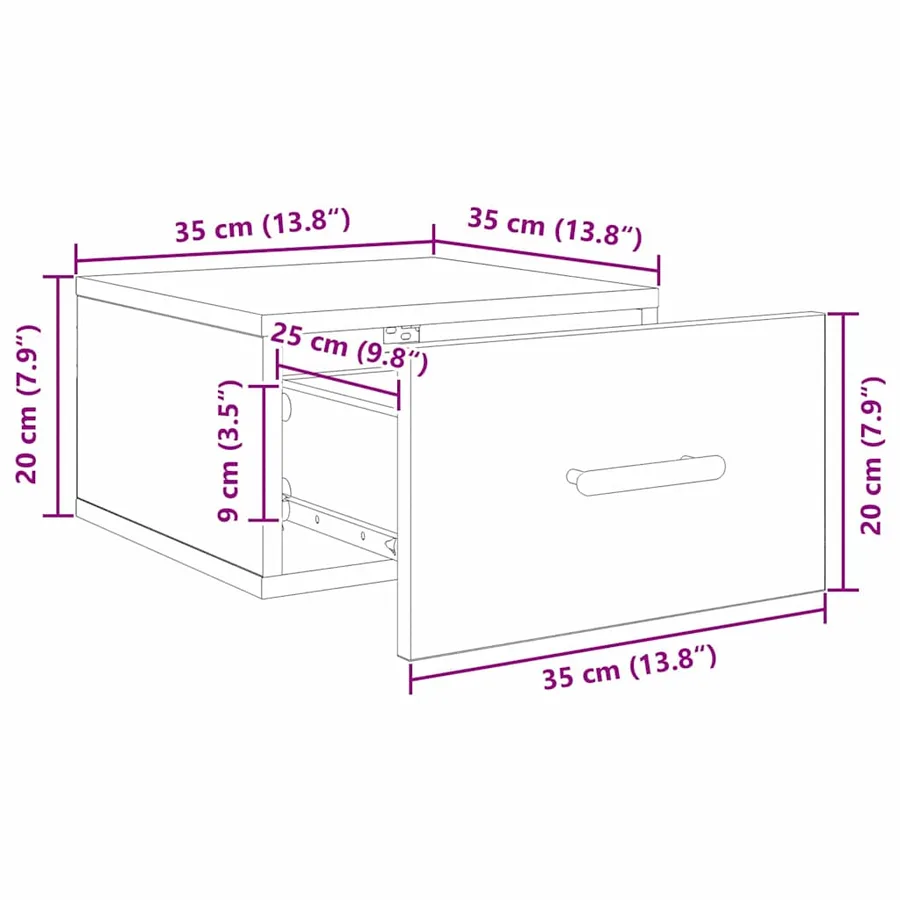 Cabinet de chevet 2 pc 35 x 35 x 20 cm Bois d'ingénierie - 15