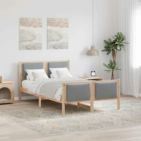 Cadre de lit avec tête de lit Gris clair 120 x 200 cm tissu