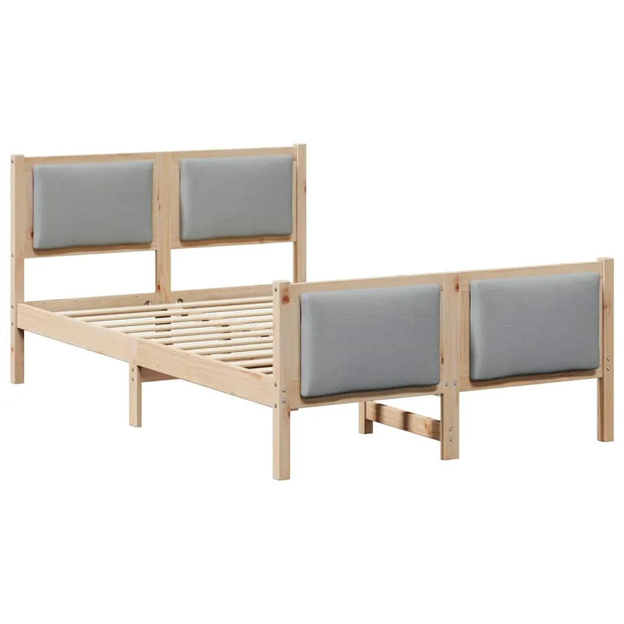 Cadre de lit avec tête de lit Gris clair 120 x 200 cm tissu - 2