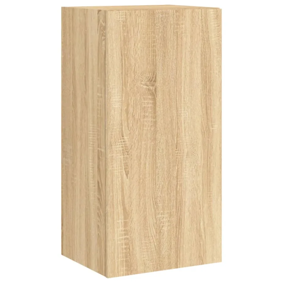 Meuble TV muraux 3 pcs avec lumières LED chêne sonoma - 8