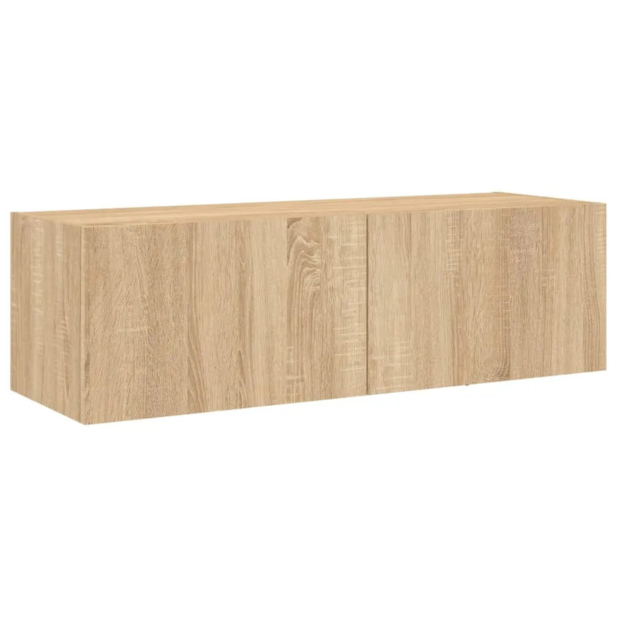 Meuble TV muraux 3 pcs avec lumières LED chêne sonoma - 9