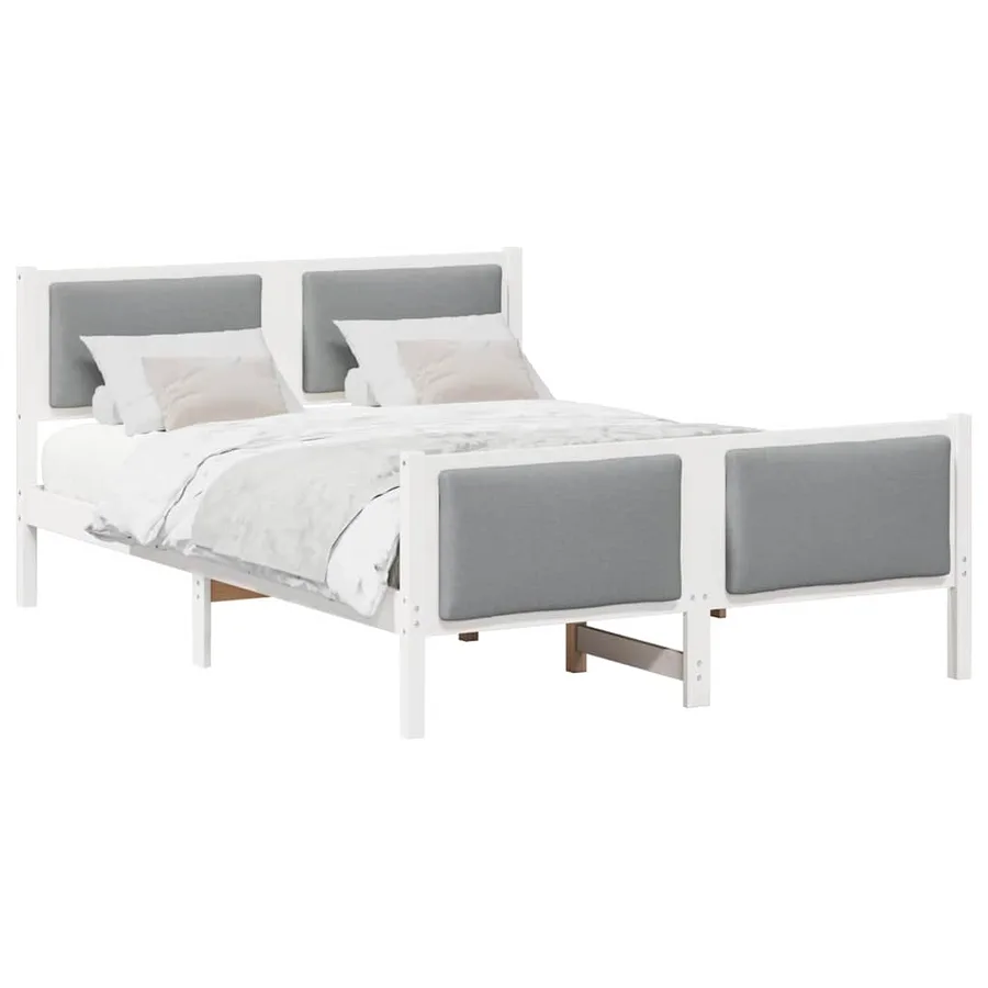 Cadre de lit avec tête de lit Gris clair 140 x 200 cm tissu - 3