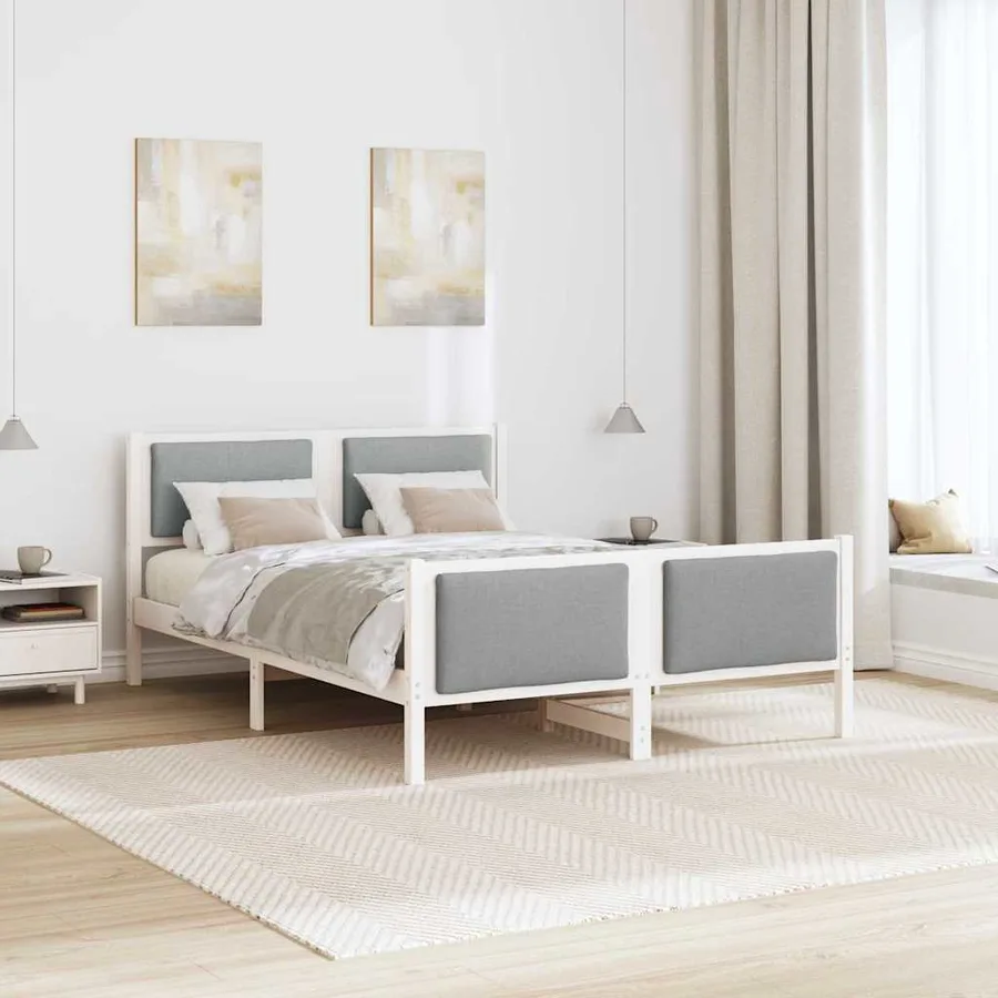 Cadre de lit avec tête de lit Gris clair 140 x 200 cm tissu - 4