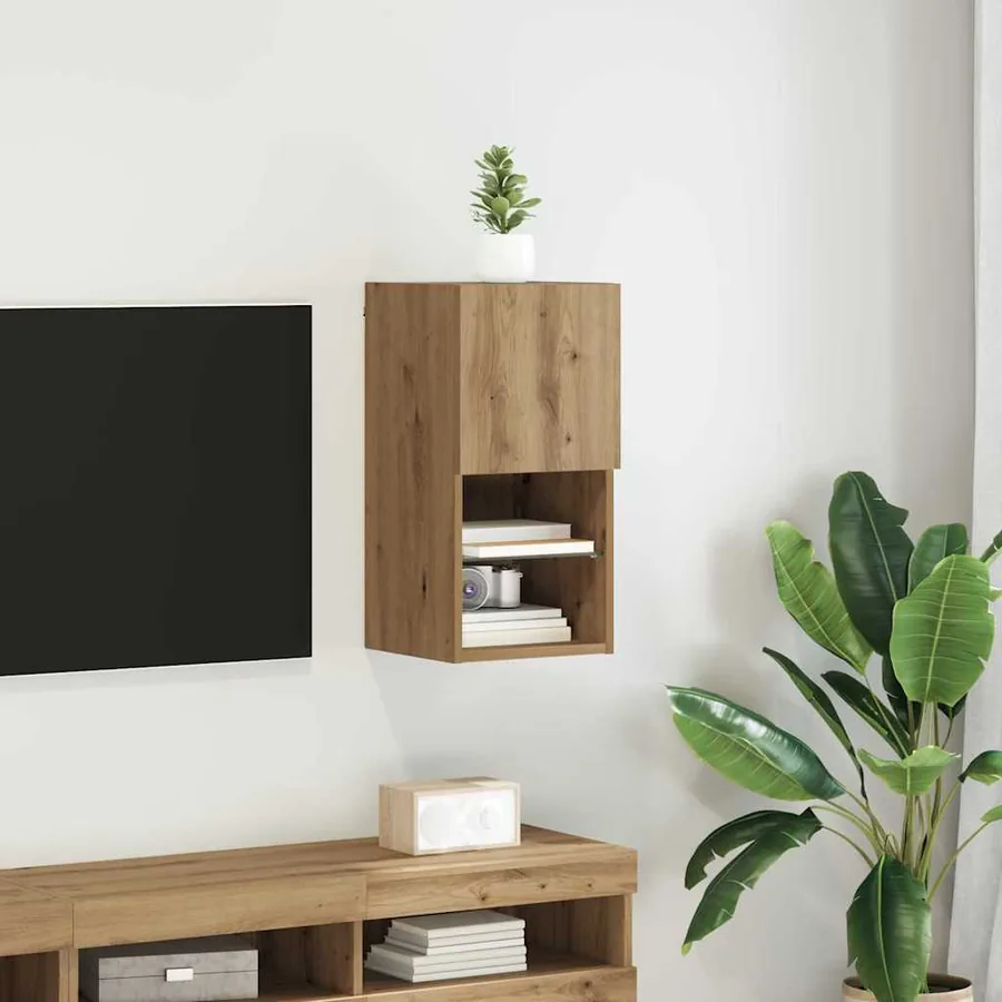 Meuble TV mural 30,5 x 30 x 60 cm Chêne artisanal