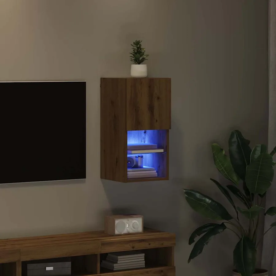 Meuble TV mural 30,5 x 30 x 60 cm Chêne artisanal - 5