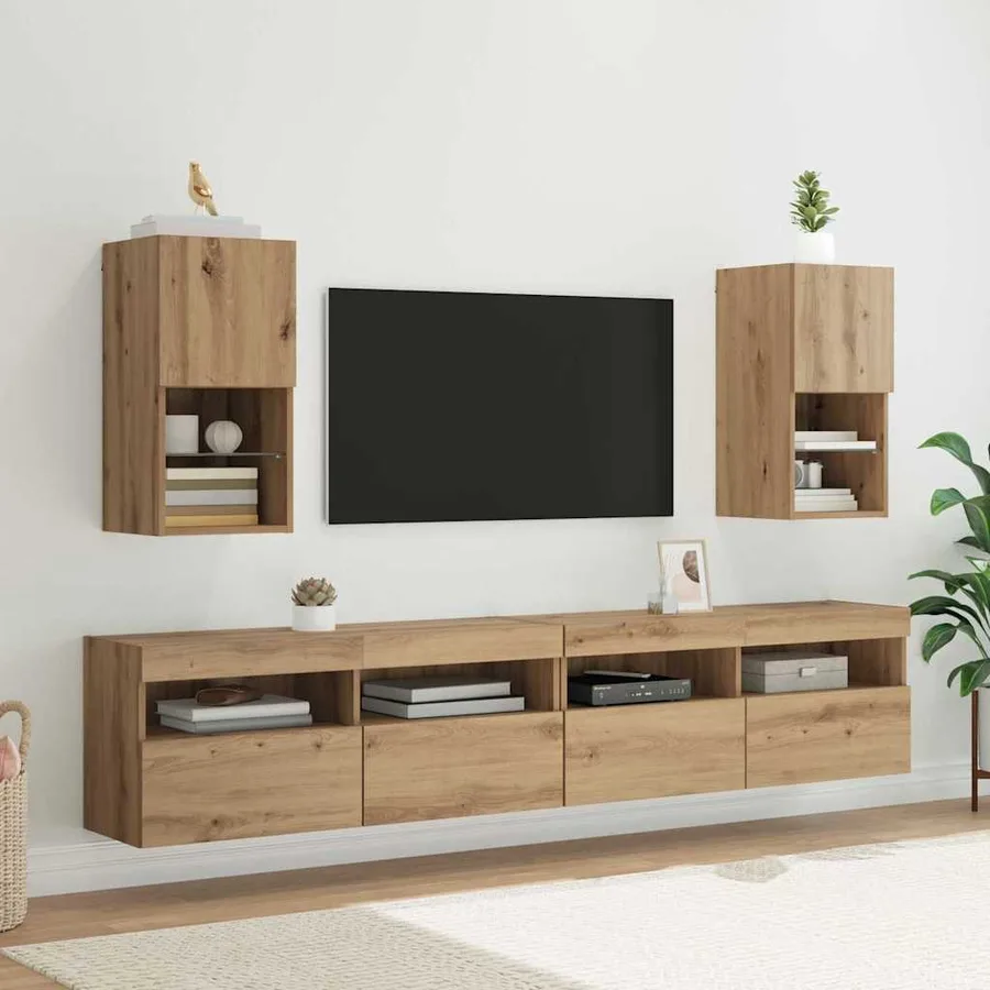 Meuble TV mural 30,5 x 30 x 60 cm Chêne artisanal - 6
