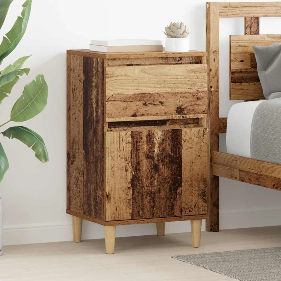 Cabinet de chevet avec tiroir 2 pcs Bois ancien 40 x 35 x 70 cm