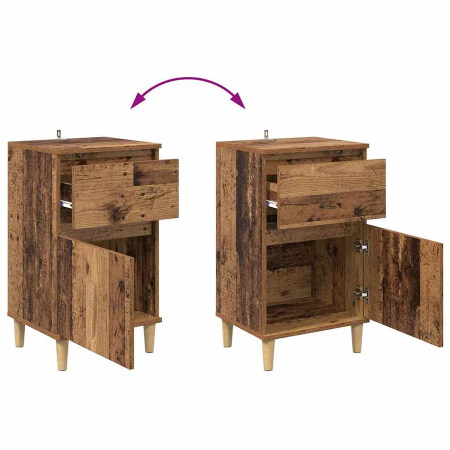 Cabinet de chevet avec tiroir 2 pcs Bois ancien 40 x 35 x 70 cm - 13