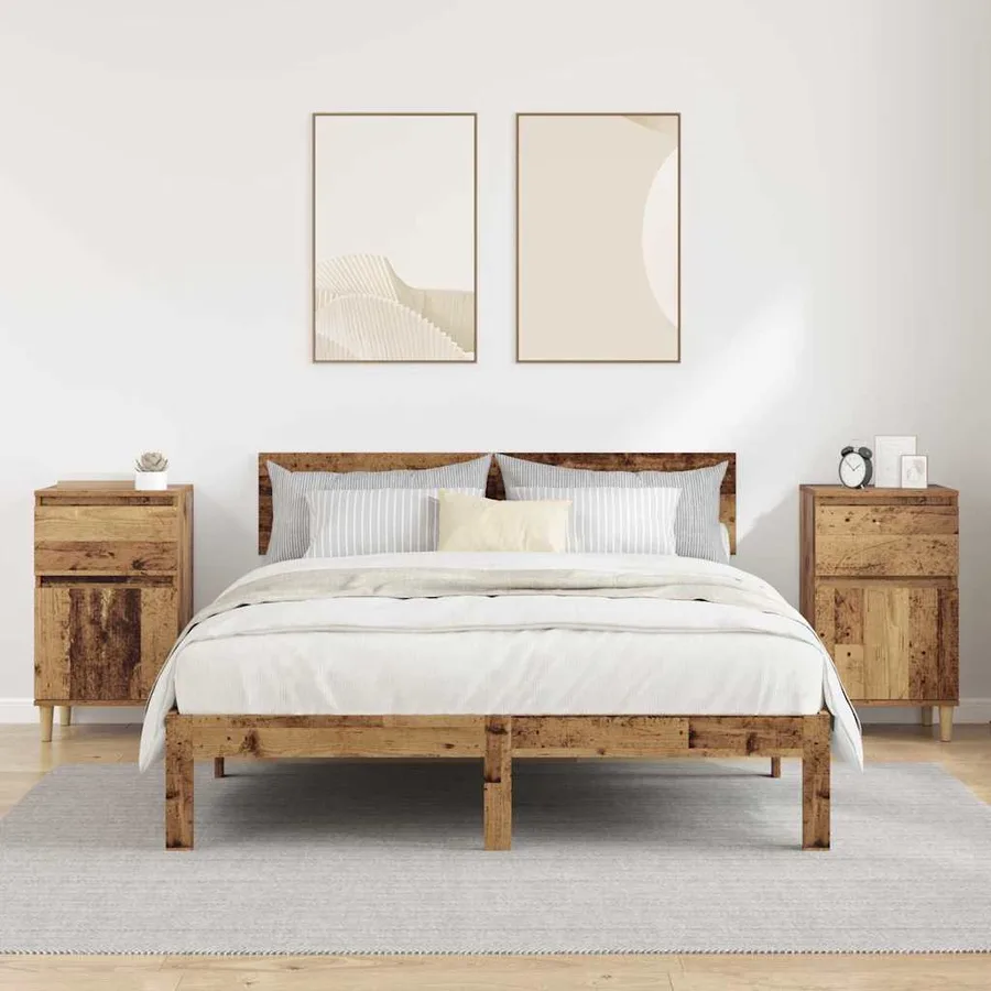 Cabinet de chevet avec tiroir 2 pcs Bois ancien 40 x 35 x 70 cm - 4
