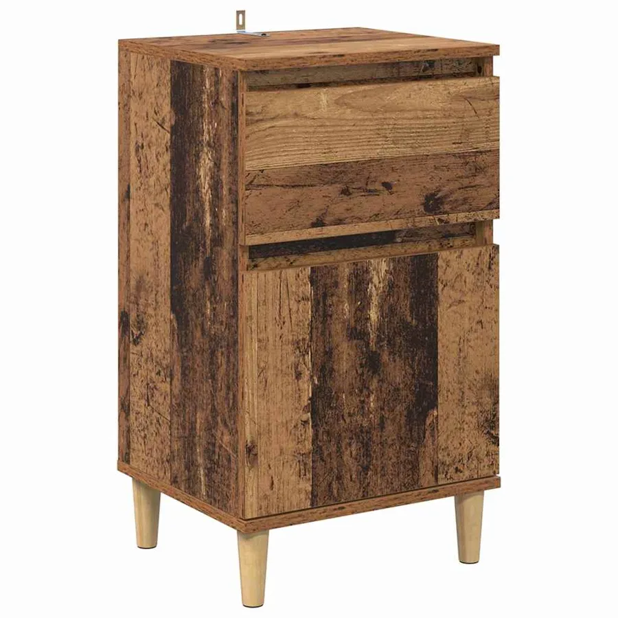 Cabinet de chevet avec tiroir 2 pcs Bois ancien 40 x 35 x 70 cm - 6