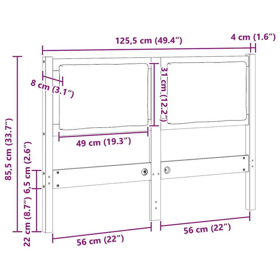 Tête de lit Autre Blanc 120 cm Bois massif en pin - 11