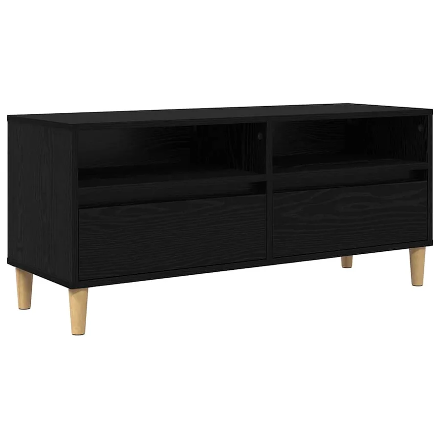 Meuble TV Chêne noir 100 x 34,5 x 44,5 cm Bois d'ingénierie - 2