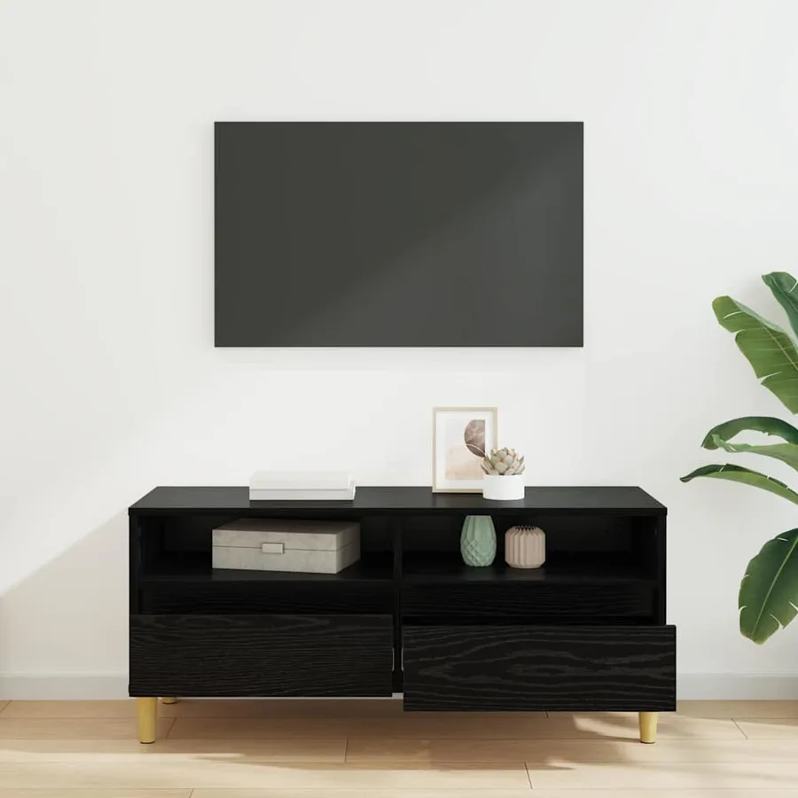 Meuble TV Chêne noir 100 x 34,5 x 44,5 cm Bois d'ingénierie - 4