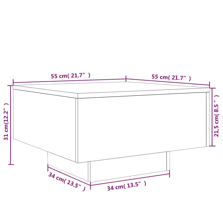 Table basse blanc 55x55x31 cm bois d'ingénierie - 10