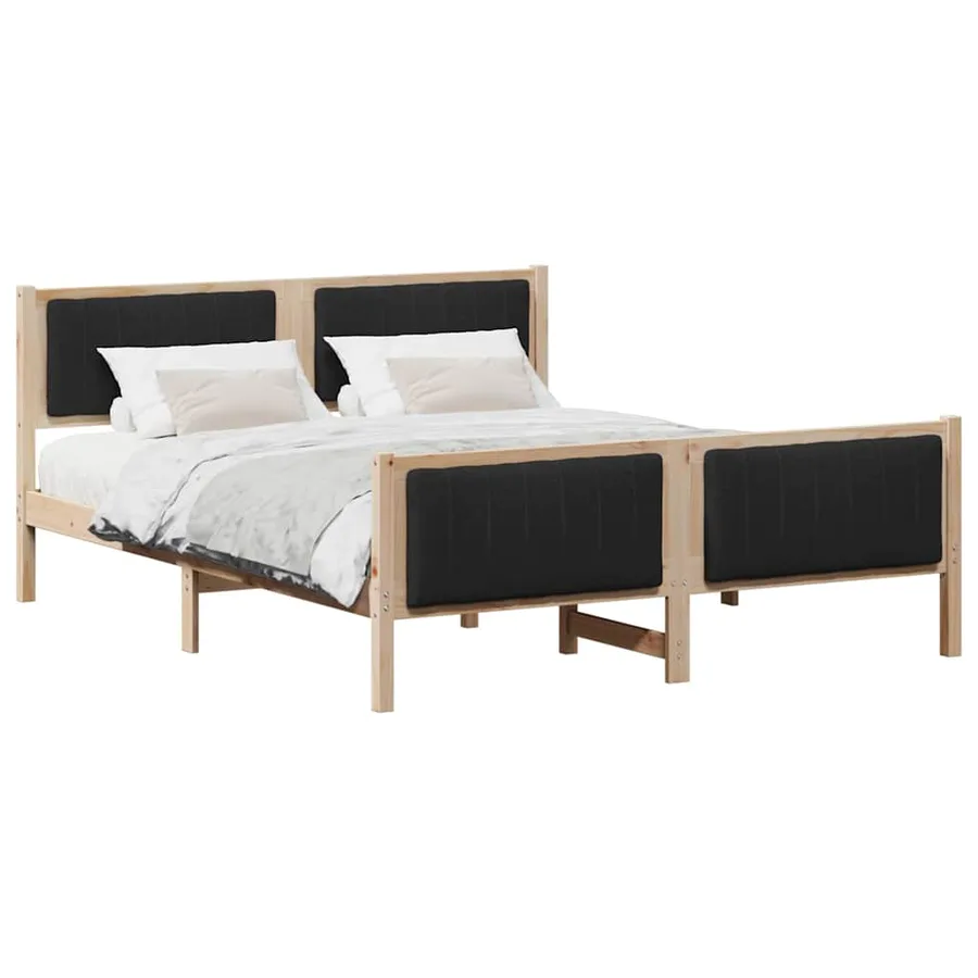 Cadre de lit Marron et noir 150 x 200 cm Bois massif en pin - 3
